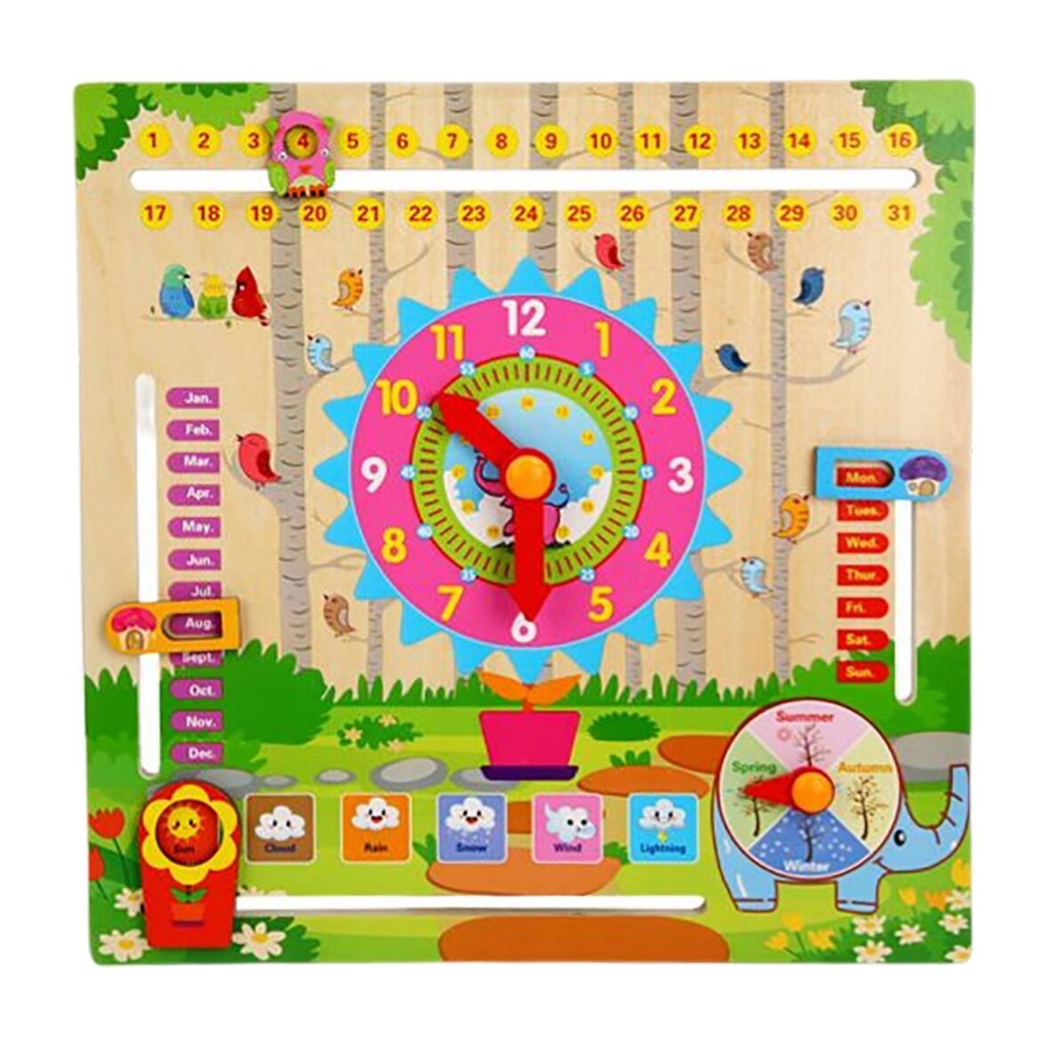 Wooden 3D Calendar Clock Toy by KIDGO TOYS